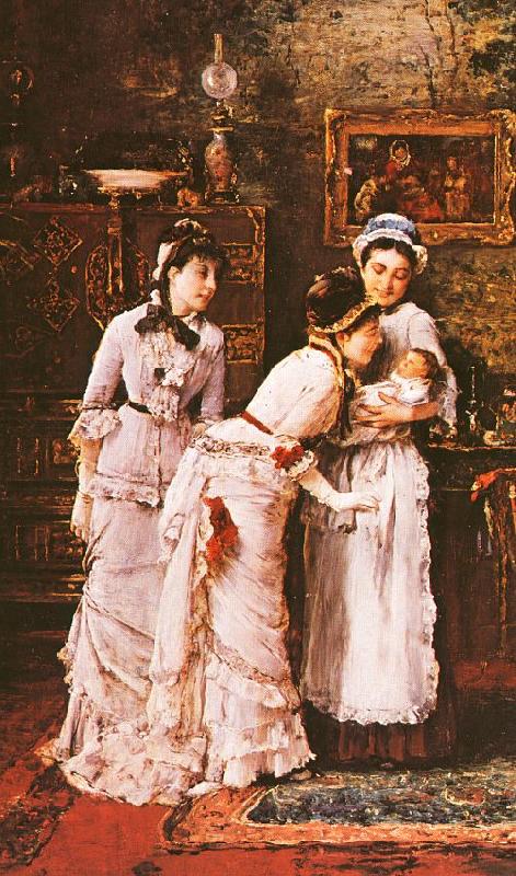Mihaly Munkacsy Baby's Visitors oil painting picture